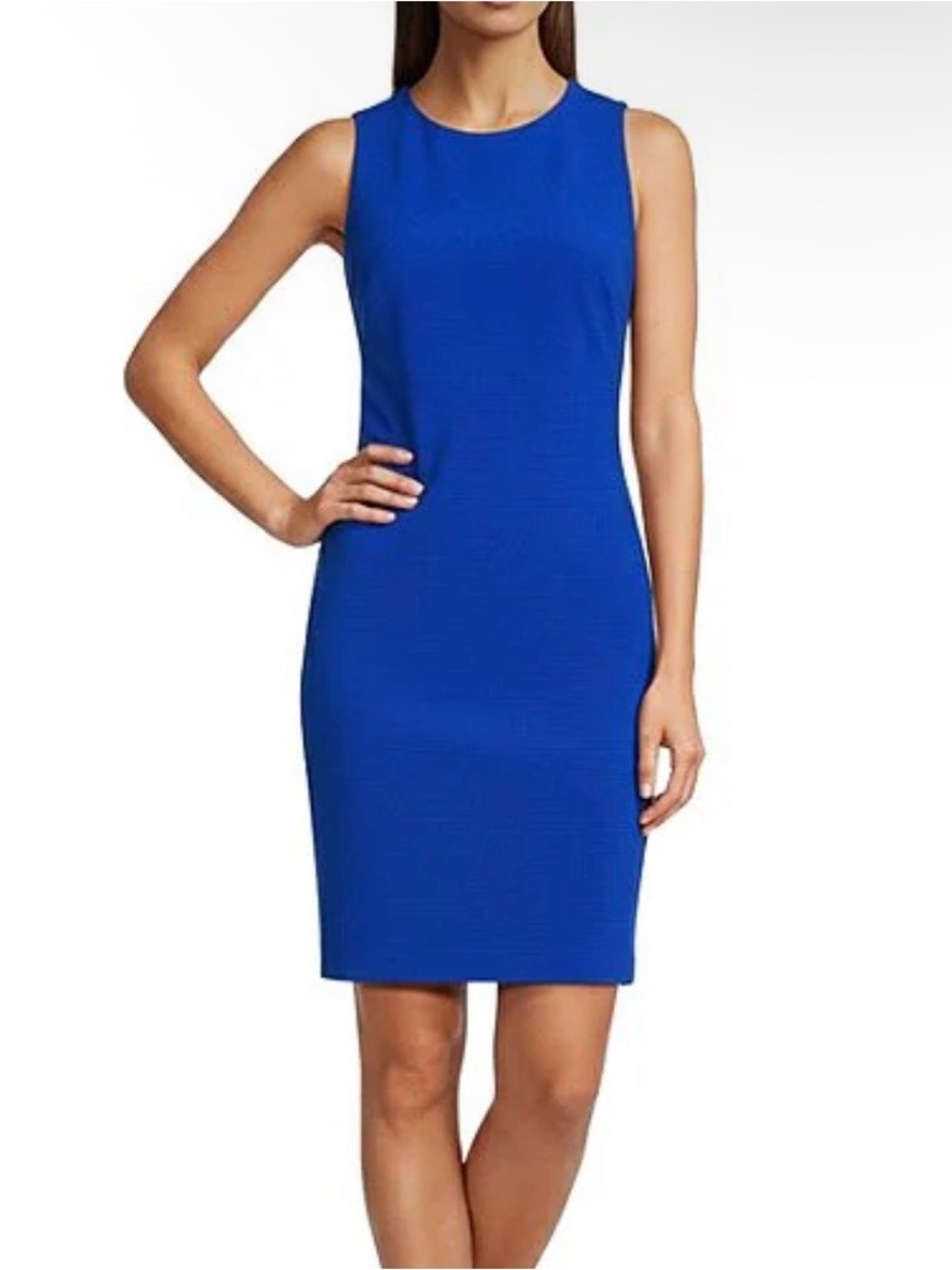 Studio I Plus Size Sleeveless Cobalt Blue Midi Dress